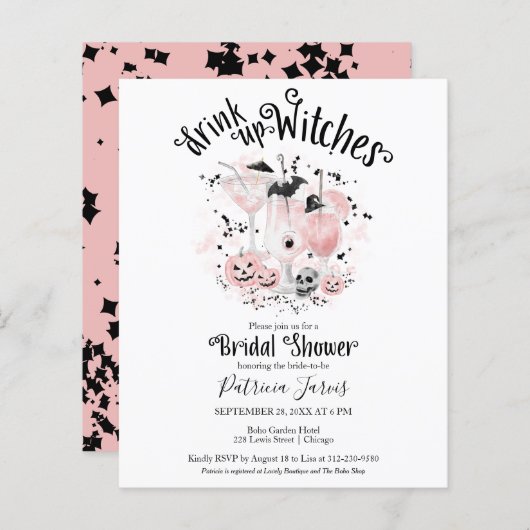 Einladungen zum Brautparty von Hexen (Vorne/Hinten)