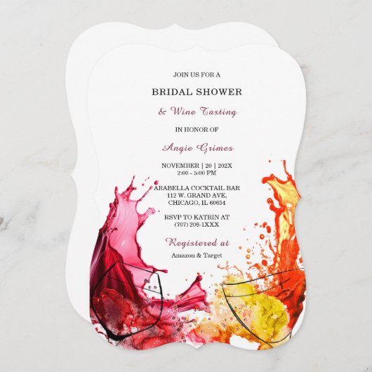 Einladungen zum Bridal-Duschbad zum Thema Wein (Vorne/Hinten)