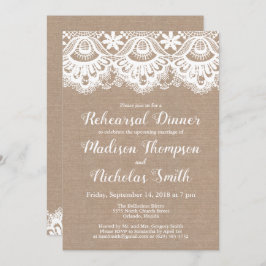 Einladungen zum Burlap- und Lace Probe Dinner