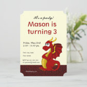 Einladungen zum Cartoon-Geburtstag von Dragon (Stehend Vorderseite)