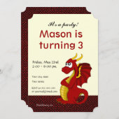 Einladungen zum Cartoon-Geburtstag von Dragon (Vorne/Hinten)