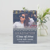 Einladungen zum Chic Foto Graduation | Old Denim L (Stehend Vorderseite)