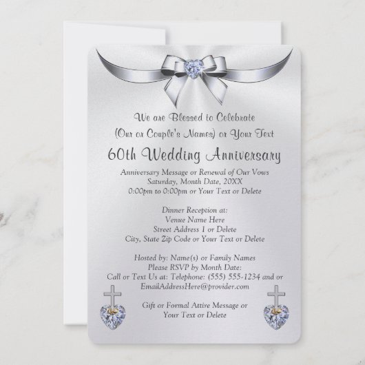 Einladungen zum christlichen Diamond-Hochzeitstag (Rückseite)