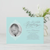 Einladungen zum Classic Boy Baptism Foto (Stehend Vorderseite)