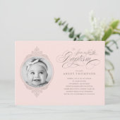 Einladungen zum Classic Girl Baptism Foto (Stehend Vorderseite)