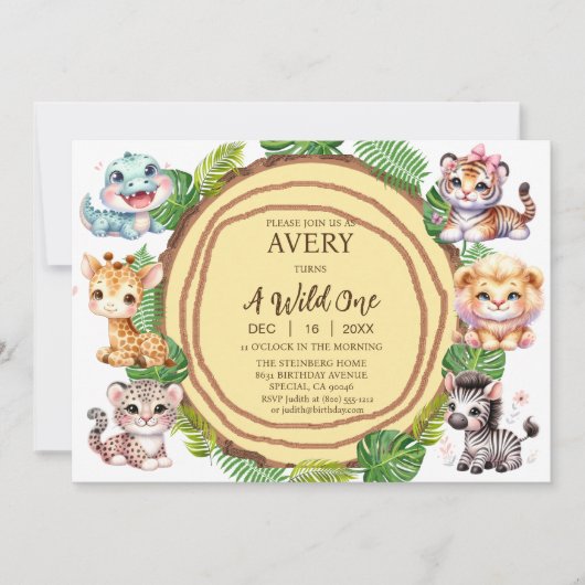 Einladungen zum ersten Geburtstag eines wilden Jun (Vorderseite)