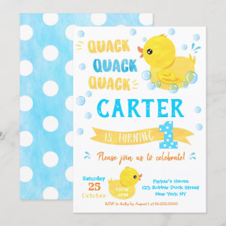 Einladungen zum ersten Geburtstag von Rubber Duck