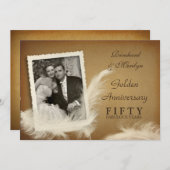 Einladungen zum Extravaganten Feather Foto zum 50. (Vorne/Hinten)