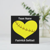 Einladungen zum Fastpech Softball-Herz (Stehend Vorderseite)