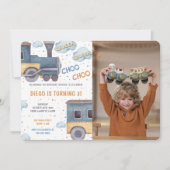 Einladungen zum Foto von Zügen zum Geburtstag (Vorderseite)