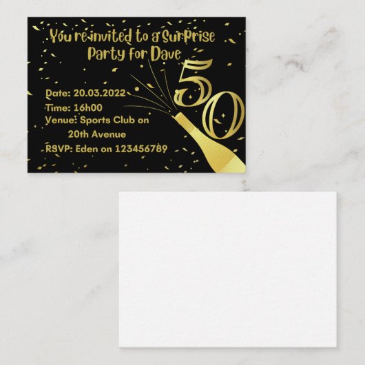 Einladungen zum Geburtstag (Vorne/Hinten)