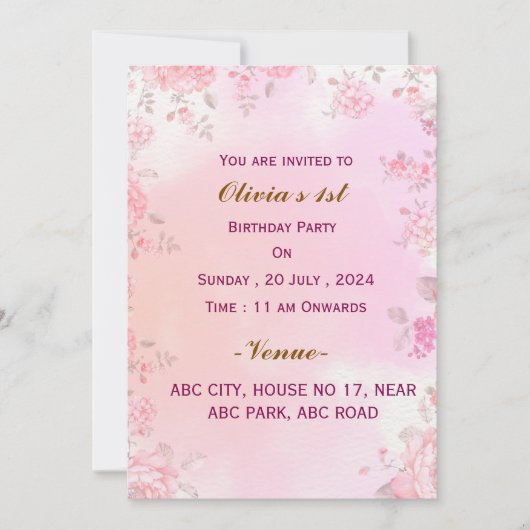 Einladungen zum Geburtstag (Vorderseite)