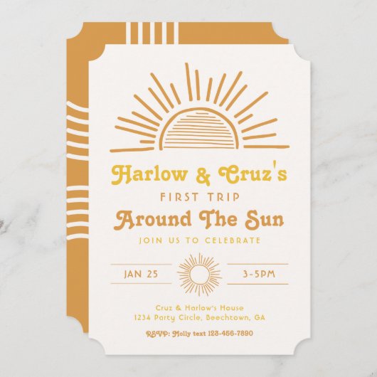 Einladungen zum Geburtstag | Boho Twin Einladung (Vorne/Hinten)