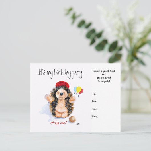 Einladungen zum Geburtstag "Der kleine Igel" (Stehend Vorderseite)