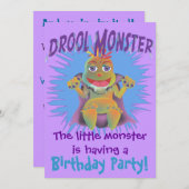 Einladungen zum Geburtstag eines Drool Monsters (Vorne/Hinten)