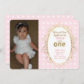 Einladungen zum Geburtstag in Rosa und Gold | Ribb (Vorne/Hinten)