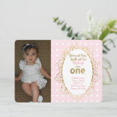 Einladungen zum Geburtstag in Rosa und Gold | Ribb (Stehend Vorderseite)