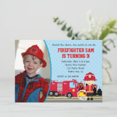 Einladungen zum Geburtstag von Fireman mit Foto (J (Stehend Vorderseite)