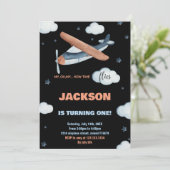 Einladungen zum Geburtstag von Flugzeugen Grau Ora (Stehend Vorderseite)