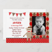 Einladungen zum Geburtstag von Sock Monkey (Vorne/Hinten)