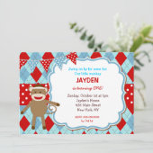 Einladungen zum Geburtstag von Sock Monkey (Stehend Vorderseite)