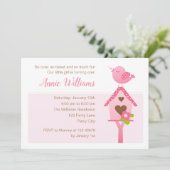 Einladungen zum Geburtstag von Vögeln (Rosa 1. Geb (Stehend Vorderseite)