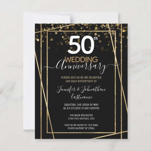 Einladungen zum Gold Border Budget zum 50-jährigen (Vorderseite)