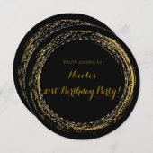 Einladungen zum Goldenen Foil Chic Sparkle Glamour (Vorne/Hinten)