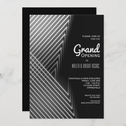 Einladungen zum Grand Opening White Neon Lights (Vorne/Hinten)