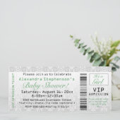 Einladungen zum Green/White Baby Shower Ticket (Stehend Vorderseite)