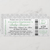 Einladungen zum Green/White Baby Shower Ticket (Vorne/Hinten)