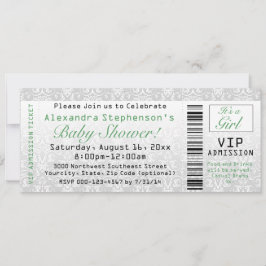Einladungen zum Green/White Baby Shower Ticket