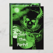 Einladungen zum grünen Beängstigenden Halloween-Pa (Vorne/Hinten)