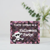Einladungen zum Halloween-Party Pink Skull (Stehend Vorderseite)