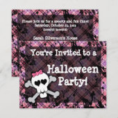 Einladungen zum Halloween-Party Pink Skull (Vorne/Hinten)