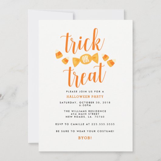 Einladungen zum Halloween-Party testen oder behand (Vorderseite)