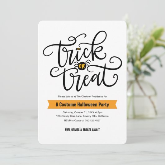 Einladungen zum Halloween-Party testen oder behand (Stehend Vorderseite)