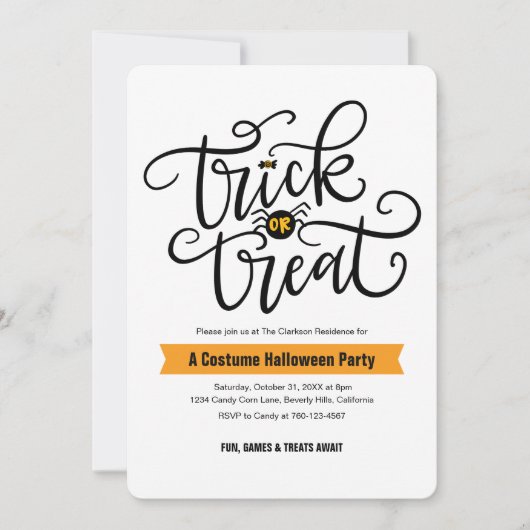 Einladungen zum Halloween-Party testen oder behand (Vorderseite)