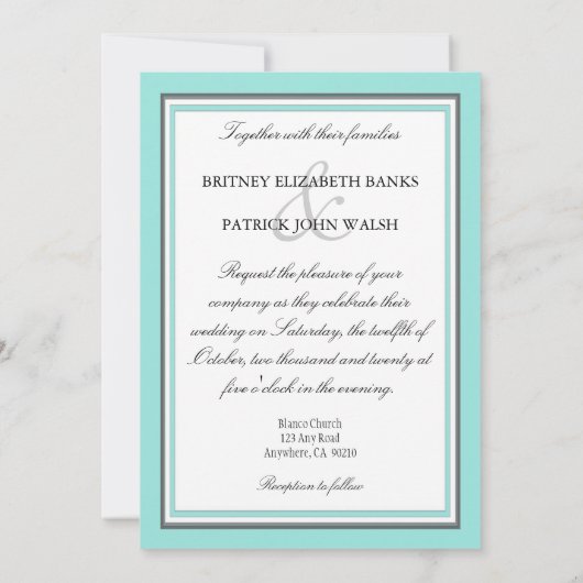 Einladungen zum Hochzeitsaufenthalt in blauem Weiß (Rückseite)