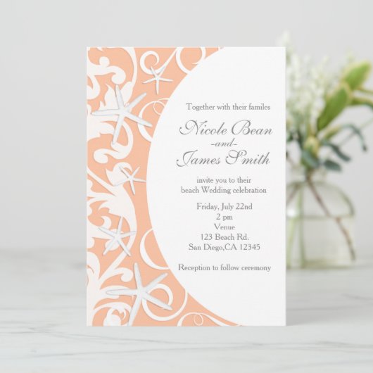 Einladungen zum Hochzeitsfeiern am weißen Korallen (Stehend Vorderseite)