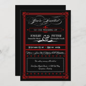 Einladungen zum Hochzeitsfeiern im Rot-Schwarz-Pos (Vorne/Hinten)