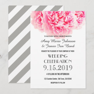 Einladungen zum Hochzeitsfeiern in Pink Gray Peony