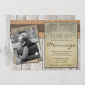 Einladungen zum Hochzeitsfeiern mit Foto Burlap Ba (Vorne/Hinten)