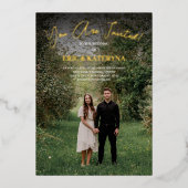 Einladungen zum Hochzeitsfeiern mit Foto- und Gold (Vorderseite)