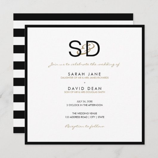 Einladungen zum Hochzeitsfeiern mit schwarzem und (Vorne/Hinten)