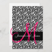 Einladungen zum Hochzeitsfeiern rosafarbenes Zebra (Vorne/Hinten)