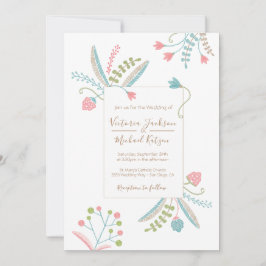 Einladungen zum Hochzeitsklopfen mit Stickerei