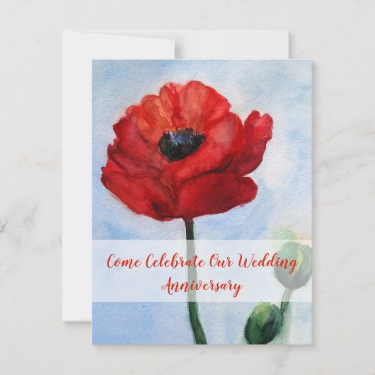 Einladungen zum Hochzeitstag , Rote Mohnkunst (Vorderseite)