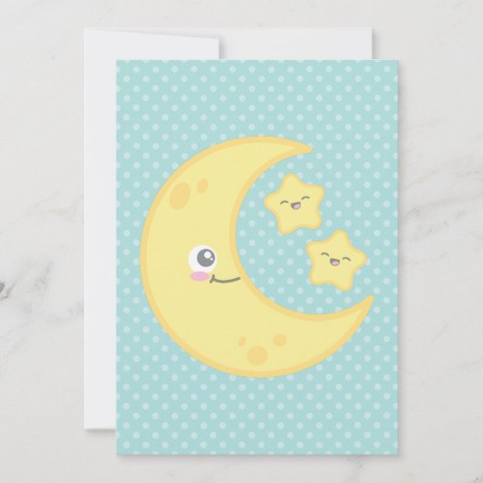 Einladungen zum Kawaii Moon und Stars Baby Shower (Vorderseite)