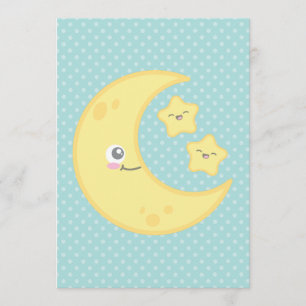 Einladungen zum Kawaii Moon und Stars Baby Shower
